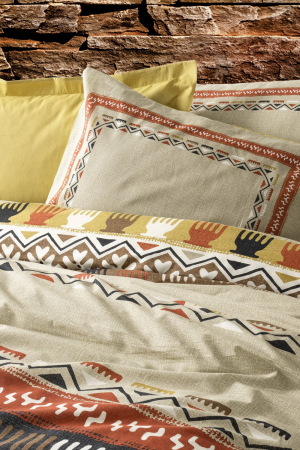 Lenjerie de pat ranforce, două persoane, bumbac 100%, Cotton Box, Magnus - Mustard [1]
