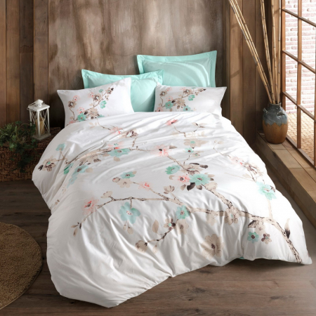 Lenjerie de pat ranforce, două persoane, bumbac 100%, Cotton Box, Tender - Mint [0]