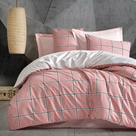 Lenjerie de pat ranforce, două persoane, bumbac 100%, Cotton Box, Ronny - Pink [0]