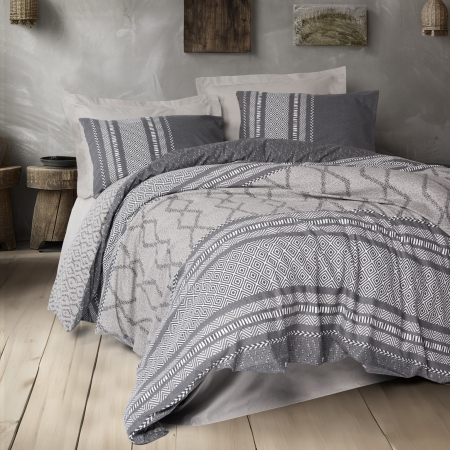 Lenjerii bumbac ranforce - XXL - Lenjerie de pat ranforce, două persoane, bumbac 100%, Cotton Box, Tonnia - Mink