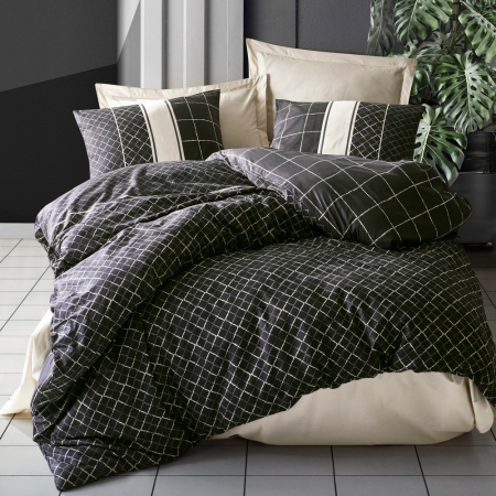 Lenjerie de pat ranforce, două persoane, bumbac 100%, Cotton Box, Antre - Beige [0]