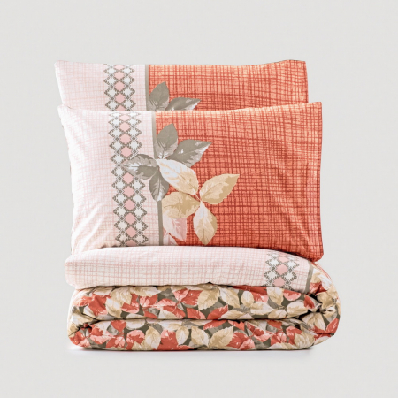 Lenjerie de pat ranforce, două persoane, bumbac 100%, Cotton Box, Simeone - Mink [2]