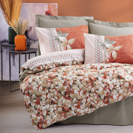 Lenjerie de pat ranforce, două persoane, bumbac 100%, Cotton Box, Simeone - Mink [0]