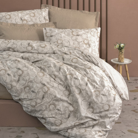 Lenjerii bumbac ranforce - XXL - Lenjerie de pat ranforce, două persoane, bumbac 100%, Cotton Box, Moil - Beige