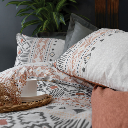 Lenjerie de pat ranforce, două persoane, bumbac 100%, Cotton Box, Vita - Grey [1]