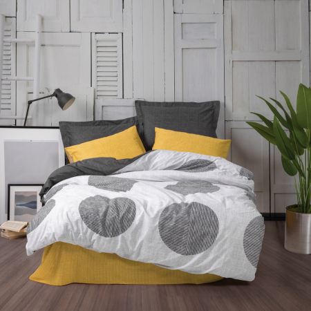 Lenjerii bumbac ranforce - XXL - Lenjerie de pat ranforce, două persoane, bumbac 100%, Cotton Box, Dappled - Yellow