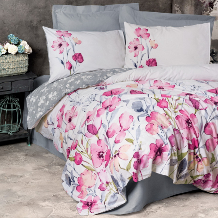 Lenjerie de pat ranforce, două persoane, bumbac 100%, Cotton Box, Carla - Grey [0]