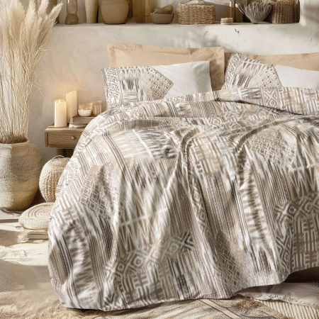 Lenjerii bumbac ranforce - XXL - Lenjerie de pat ranforce, două persoane, bumbac 100%, Cotton Box, Amara - Caramel