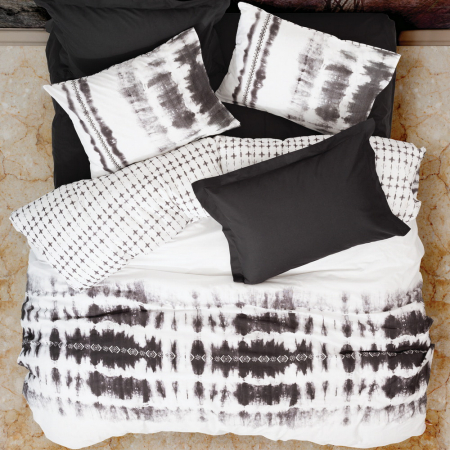 Lenjerie de pat ranforce, două persoane, bumbac 100%, Cotton Box, Shower - Black [0]