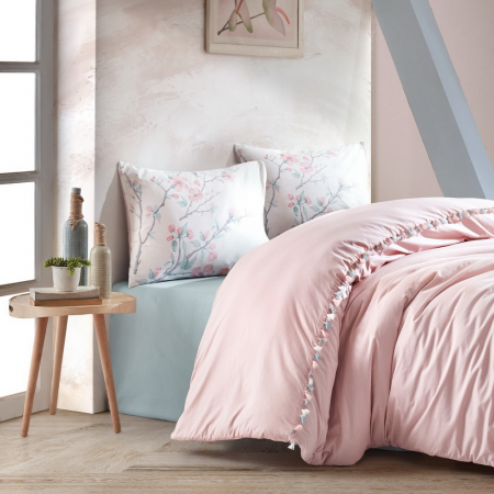 Lenjerie de pat ranforce, două persoane, bumbac 100%, Cotton Box, Linda - Powder [0]