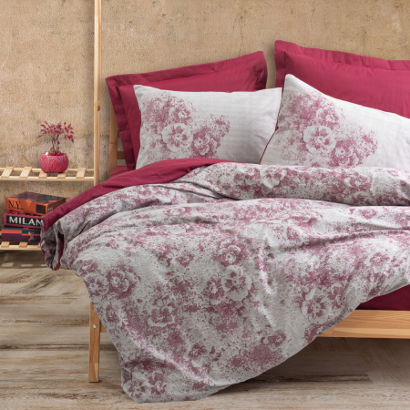 Lenjerie de pat ranforce, două persoane, bumbac 100%, Cotton Box, Vilda - Claret Red [0]