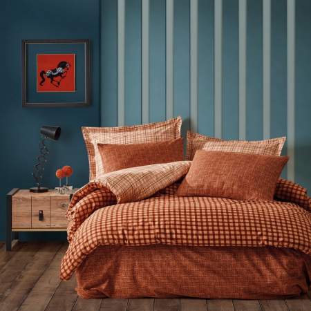 Lenjerie de pat ranforce, două persoane, bumbac 100%, Cotton Box, Rane - Brown [0]