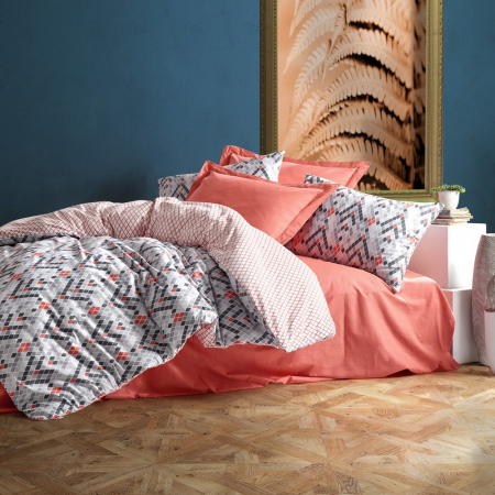 Lenjerie de pat ranforce, două persoane, bumbac 100%, Cotton Box, Tile - Cinnamon [0]