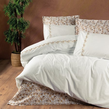 Lenjerii bumbac ranforce - XXL - Lenjerie de pat ranforce, două persoane, bumbac 100%, Cotton Box, Polite - Cinnamon