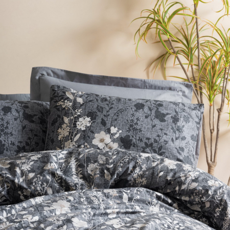 Lenjerie de pat ranforce, două persoane, bumbac 100%, Cotton Box, Comely - Anthracite [1]