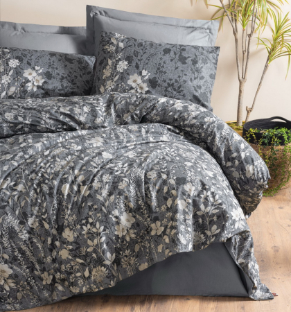 Lenjerie de pat ranforce, două persoane, bumbac 100%, Cotton Box, Comely - Anthracite [0]