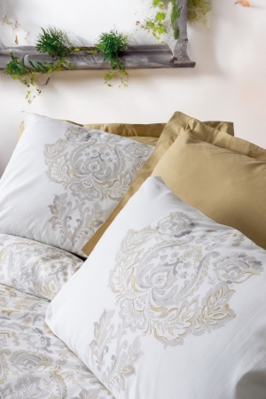 Lenjerie de pat ranforce, două persoane, bumbac 100%, Cotton Box, Najva - Mustard [1]