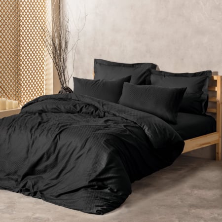 Lenjerii bumbac ranforce - XXL - Lenjerie de pat ranforce, două persoane, bumbac 100%, Cotton Box, Plaid - Negru