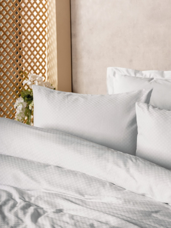 Lenjerie de pat ranforce, două persoane, bumbac 100%, Cotton Box, Plaid - Alb [1]