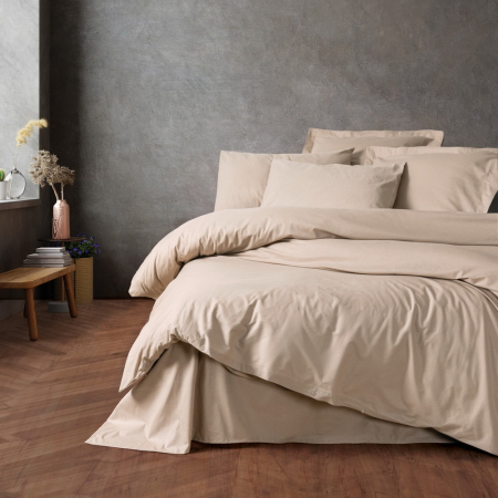 Lenjerii bumbac ranforce - XXL - Lenjerie de pat ranforce, două persoane, bumbac 100%, Cotton Box, Plain - Beige