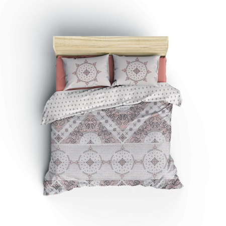 Lenjerie de pat ranforce, două persoane, bumbac 100%, Cotton Box, Riva - Brown [1]