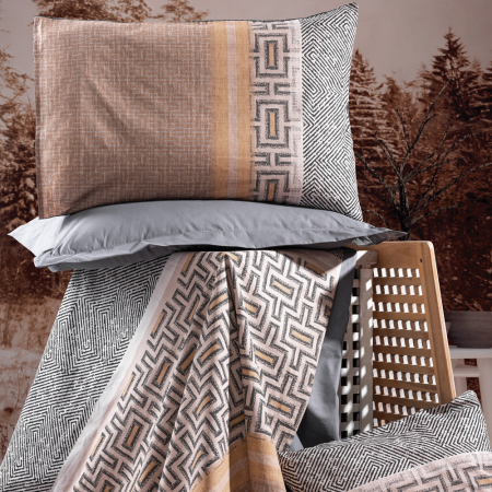 Lenjerie de pat ranforce, două persoane, bumbac 100%, Cotton Box, Vertu - Anthracite [1]