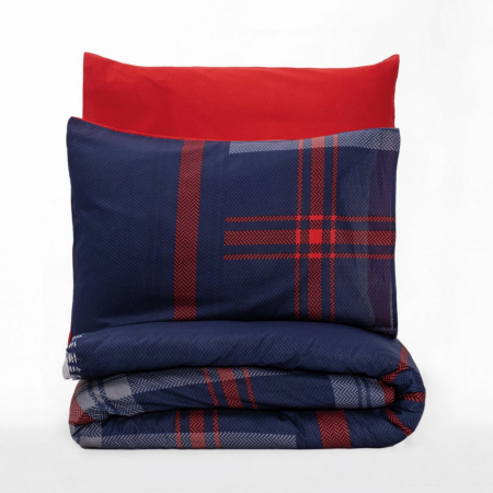 Lenjerie de pat ranforce, două persoane, bumbac 100%, Cotton Box, Abel - Red [2]