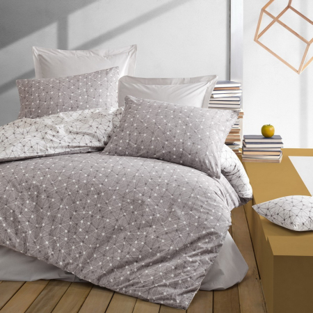 Lenjerie de pat ranforce, două persoane, bumbac 100%, Cotton Box, Mottle - Mink [0]