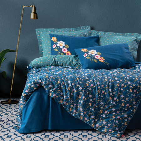 Lenjerie de pat ranforce, două persoane, bumbac 100%, Cotton Box, Freya - Dark Blue [0]