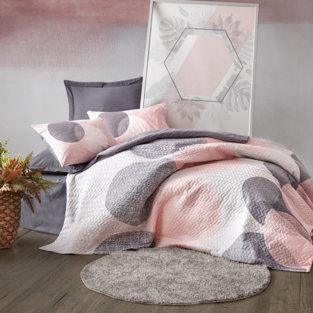 Lenjerii de pat 4 anotimpuri - Lenjerie de pat 4 anotimpuri, două persoane, bumbac 100%, Cotton Box, Leron - Grey