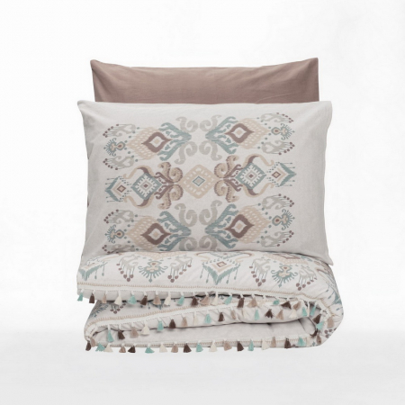 Lenjerie de pat ranforce, două persoane, bumbac 100%, Cotton Box, Asilo - Brown [3]