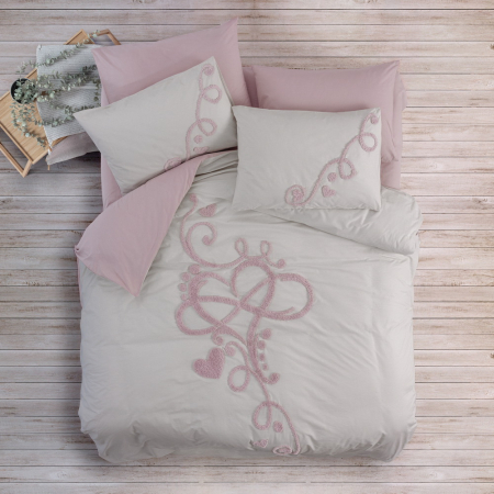 Lenjerii bumbac ranforce - XXL - Lenjerie de pat Puff, două persoane, bumbac 100%, Cotton Box, Bellini - Pink