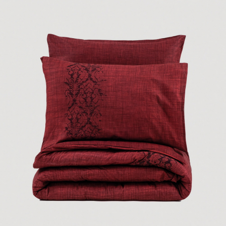 Lenjerie de pat ranforce, două persoane, bumbac 100%, Cotton Box, Sooty - Claret Red [2]