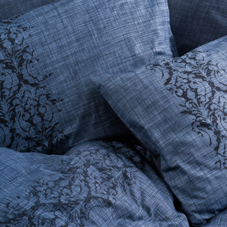 Lenjerie de pat ranforce, două persoane, bumbac 100%, Cotton Box, Sooty - Denim Blue [1]