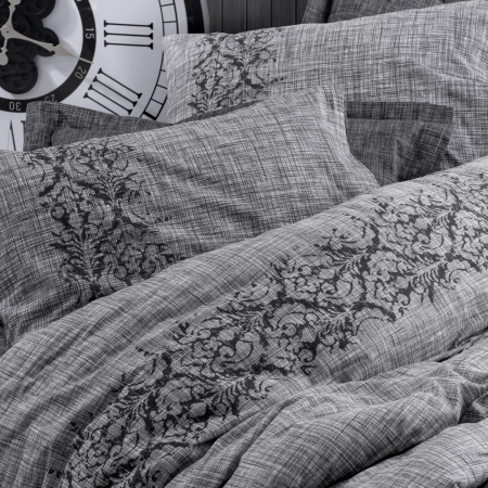 Lenjerie de pat ranforce, două persoane, bumbac 100%, Cotton Box, Sooty - Grey [2]