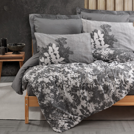 Lenjerii bumbac ranforce - XXL - Lenjerie de pat ranforce, două persoane, bumbac 100%, Cotton Box, Lunt - Anthracite
