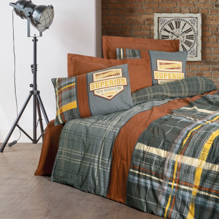 Lenjerii bumbac ranforce - XXL - Lenjerie de pat ranforce, două persoane, bumbac 100%, Cotton Box, Ramiro - Cinnamon