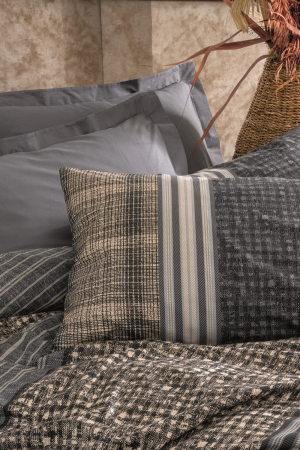 Lenjerie de pat ranforce, două persoane, bumbac 100%, Cotton Box, Timbre - Anthracite [1]