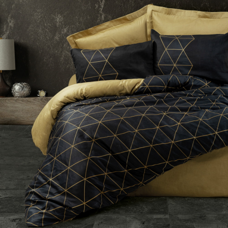 Lenjerii bumbac ranforce - XXL - Lenjerie de pat ranforce, două persoane, bumbac 100%, Cotton Box, Veta - Gold