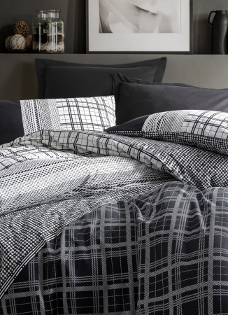 Lenjerie de pat ranforce, două persoane, bumbac 100%, Cotton Box, Carlos - Black [1]