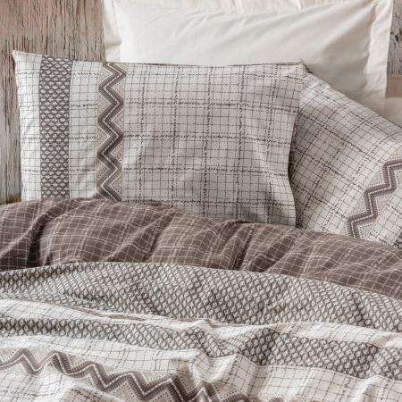 Lenjerie de pat ranforce, două persoane, bumbac 100%, Cotton Box, Aren - Brown [1]