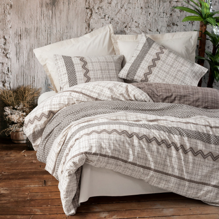 Lenjerie de pat ranforce, două persoane, bumbac 100%, Cotton Box, Aren - Brown [0]