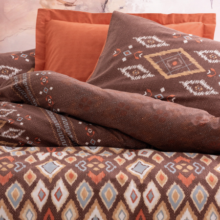 Lenjerie de pat ranforce, două persoane, bumbac 100%, Cotton Box, Belize - Brown [1]