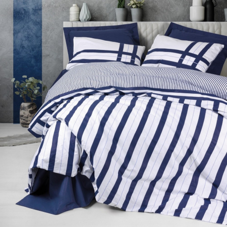 Lenjerii bumbac ranforce - XXL - Lenjerie de pat ranforce, două persoane, bumbac 100%, Cotton Box, Nifty - Dark Blue