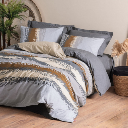 Lenjerie de pat ranforce, o persoana, bumbac 100%, Cotton Box, Asel - Anthracite [0]