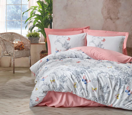 Lenjerie de pat ranforce, o persoana, bumbac 100%, Cotton Box, Cathi - Salmon [0]