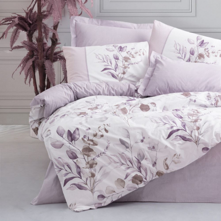 Lenjerii bumbac ranforce - o persoana - Lenjerie de pat ranforce, o persoana, bumbac 100%, Cotton Box, Nadia - Lilac