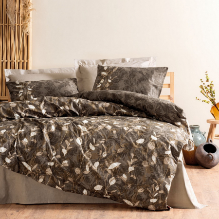Lenjerie de pat ranforce, o persoana, bumbac 100%, Cotton Box, Foresta - Beige [0]