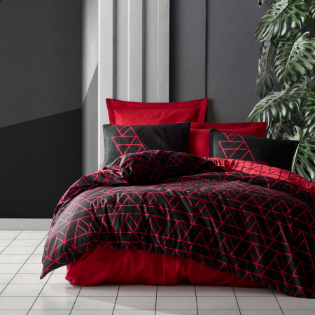 Lenjerii bumbac ranforce - o persoana - Lenjerie de pat ranforce, o persoana, bumbac 100%, Cotton Box, Shadow - Claret Red