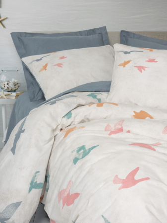 Lenjerie de pat ranforce, o persoana, bumbac 100%, Cotton Box, Kaija - Blue [1]